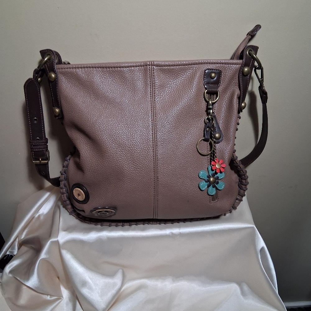 Chala Faux Leather Women's Bag with Floral Charm